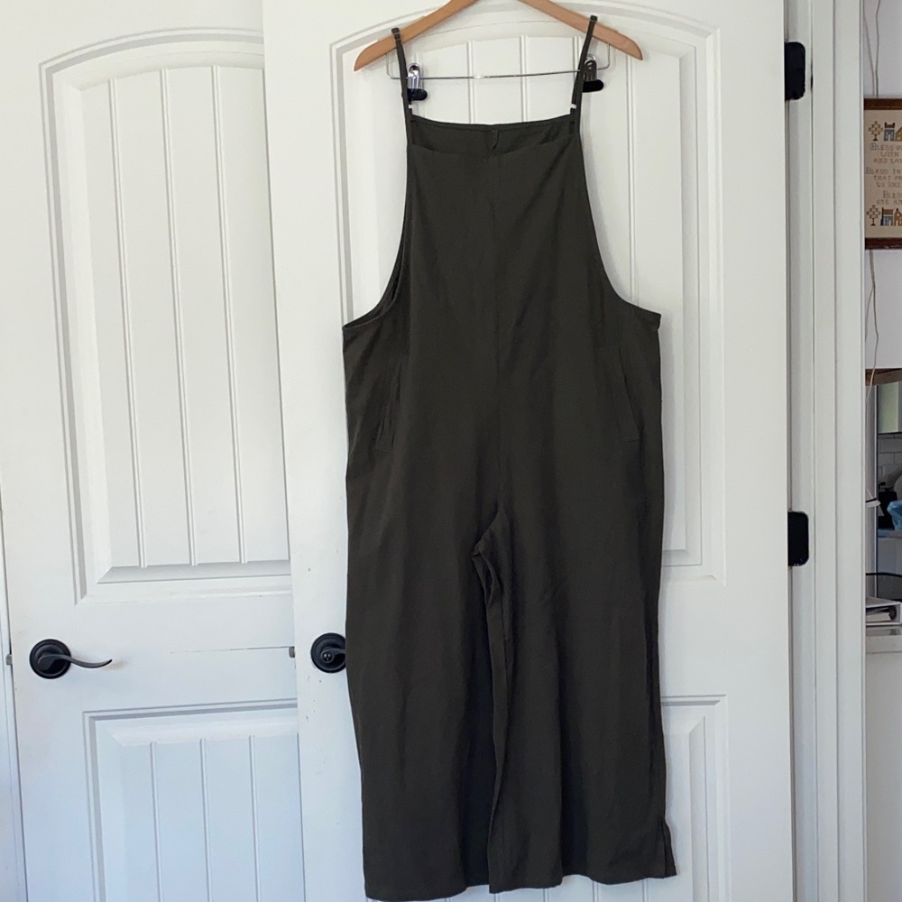 Olive Green Wide-Leg Jumpsuit